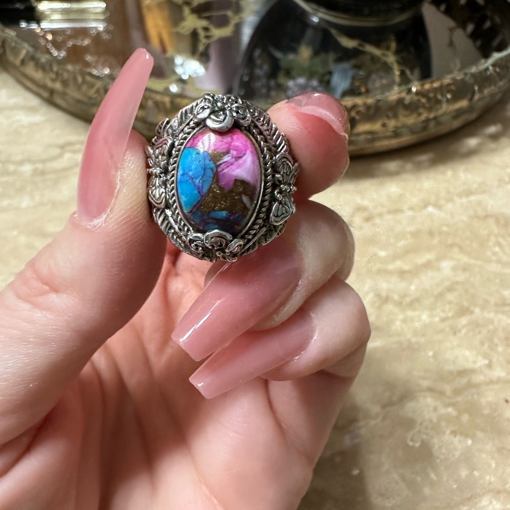 Sarda sterling silver sweetart turquoise ring